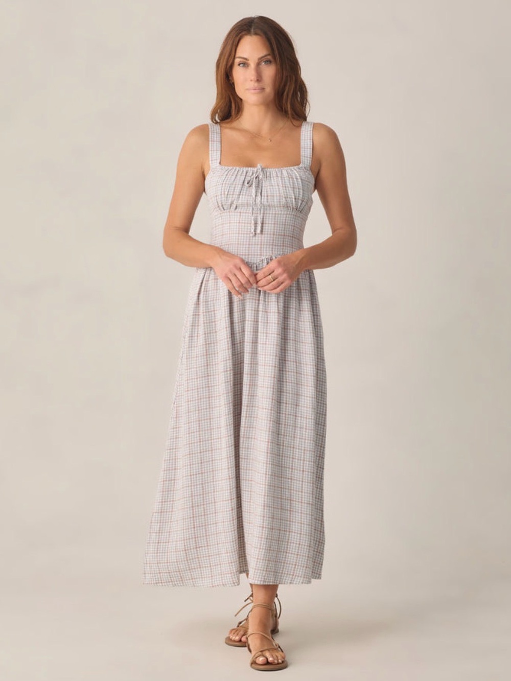 Rylee + Cru Women’s Primrose Maxi Dress Light Blue Plaid